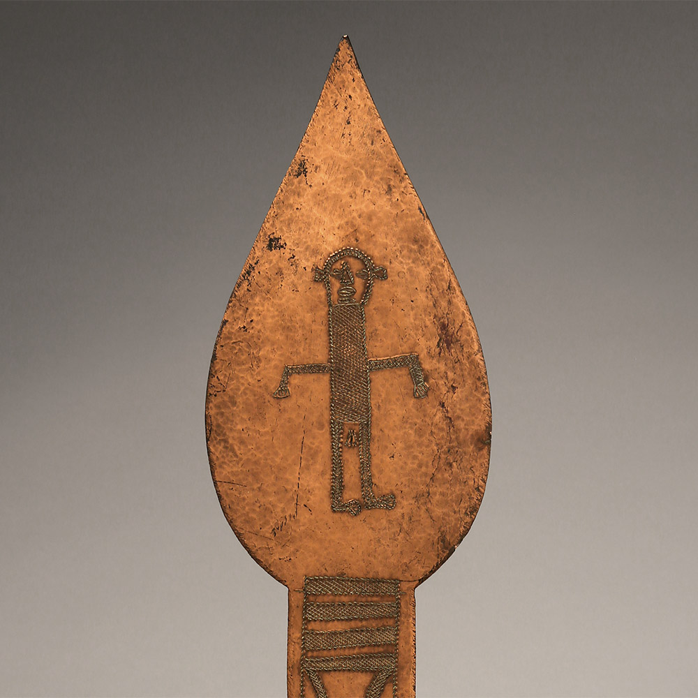 Elaborately Decorated Short Sword with Large Figure, Kalemie, Southeastern D.R. Congo