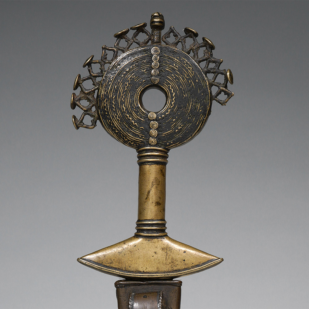 Ceremonial Knife, Brass handle and Scabbard, Bata / Vere, Nigeria, Ex. Sothebys