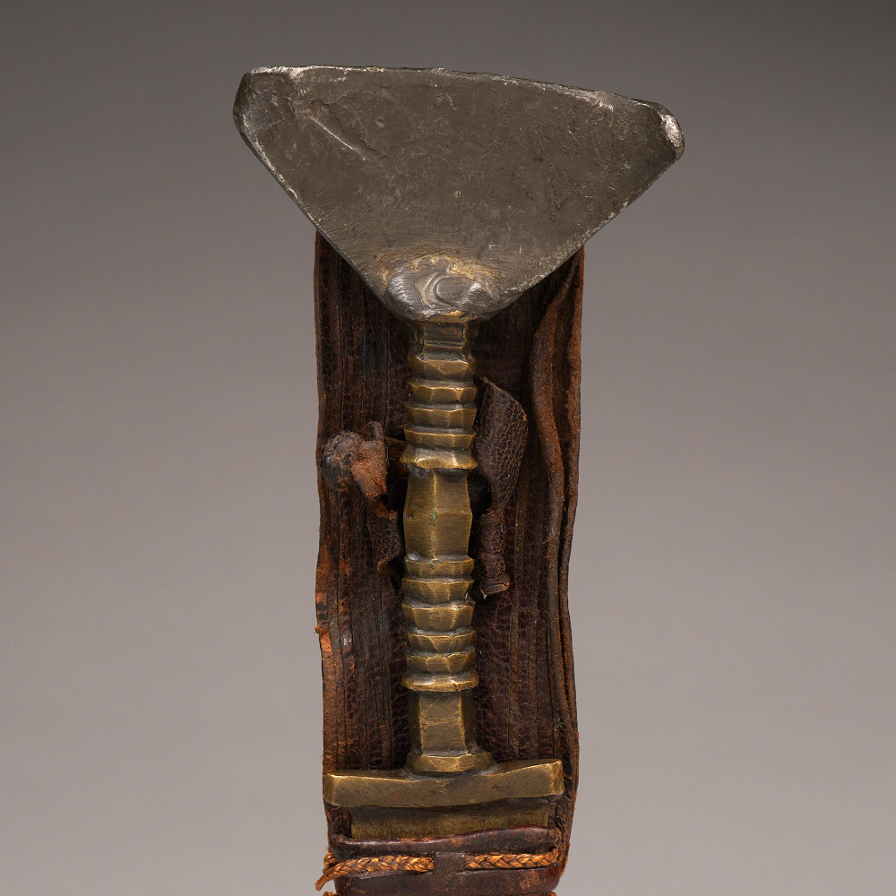 Solid-Brass Dagger in Leather Sheath, West Africa