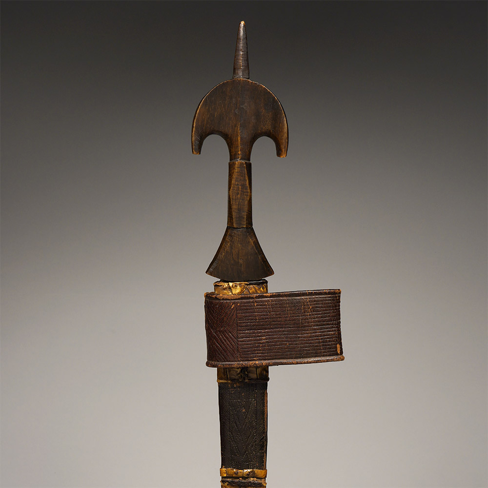 Long Dagger with Horn Handle and Croc Sheath, Fur, Sudan