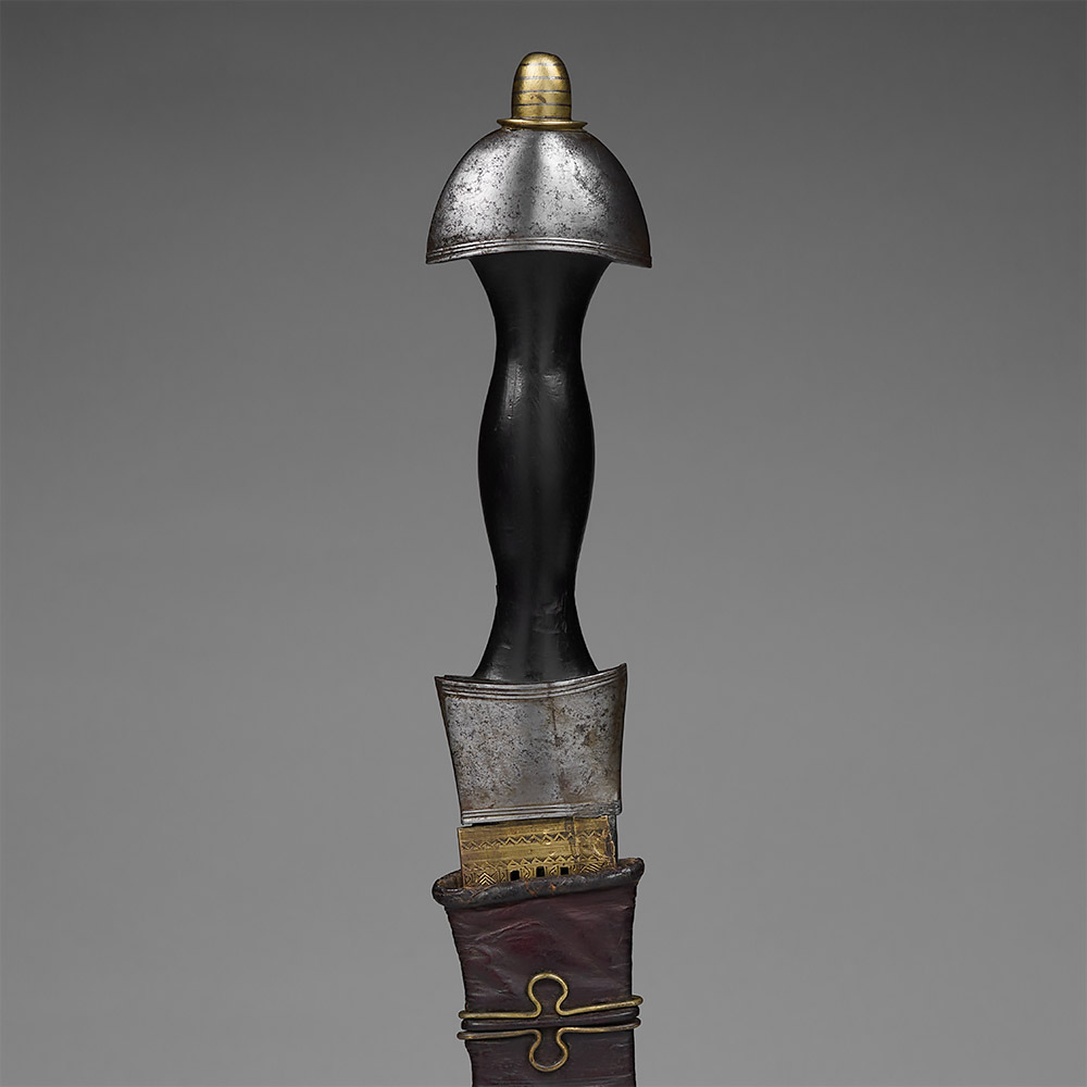 Elaborately Decorated Curved Dagger in Sheath Moor (Maures), Mauritania, Morocco, West Africa
